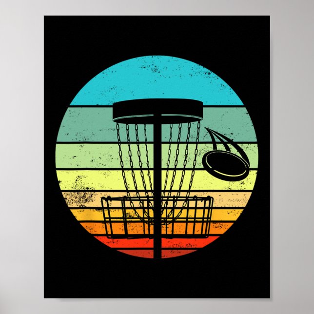 Disc Golf Retro Sunset Vintage Frisbee Golf  Poster (Front)