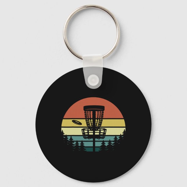 Disc Golf Retro Vintage Sunset _1  Key Ring (Front)