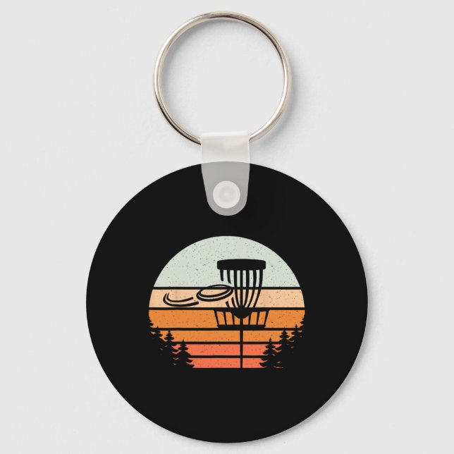 Disc Golf Retro Vintage Sunset  Key Ring (Front)
