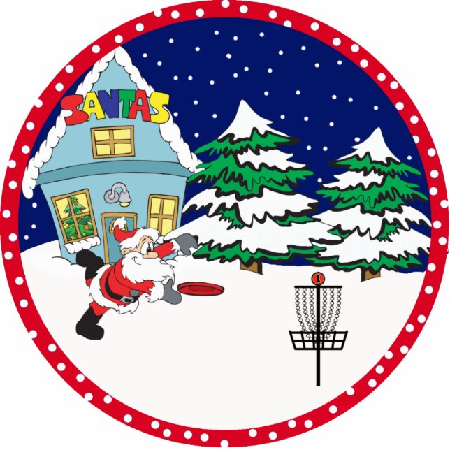 Disc Golf Santa Ornament Photo Sculpture Decoration (Front)