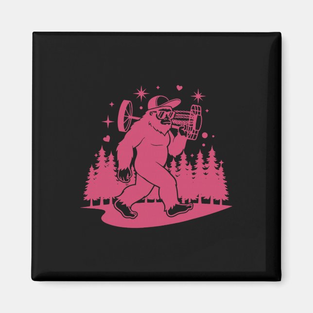 Disc Golf Sasquatch Funny Disc Golfer Forest  Magnet (Front)