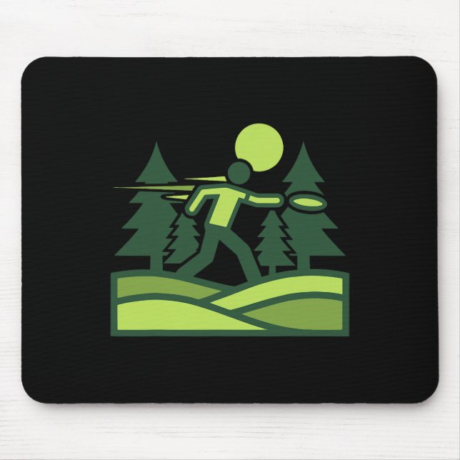 Disc Golf Scene Flying Disc Golfer Forest Courses  Mouse Mat (Front)