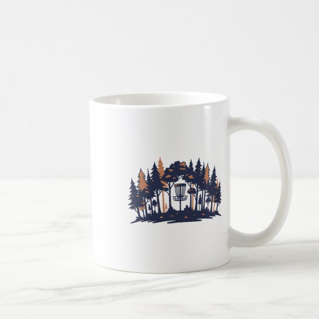 Disc Golf Scene Forest Sket Silhouette  Coffee Mug (Right)