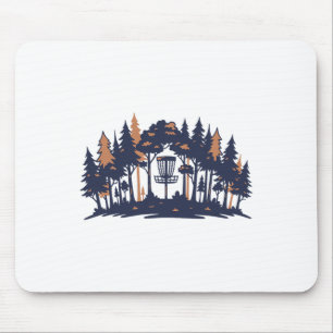 Disc Golf Scene Forest Sket Silhouette Mouse Mat