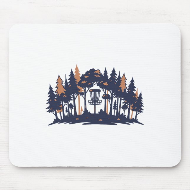 Disc Golf Scene Forest Sket Silhouette  Mouse Mat (Front)