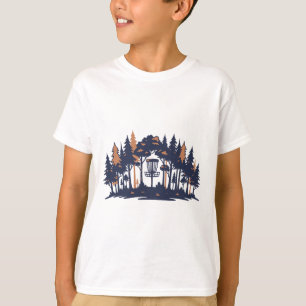 Disc Golf Scene Forest Sket Silhouette T-Shirt