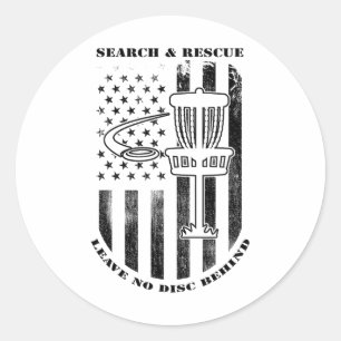 Disc Golf Search And Rescue Leave No Disc Behind B Classic Round Sticker