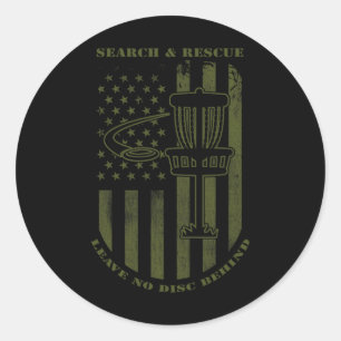 Disc Golf Search And Rescue Leave No Disc Behind G Classic Round Sticker
