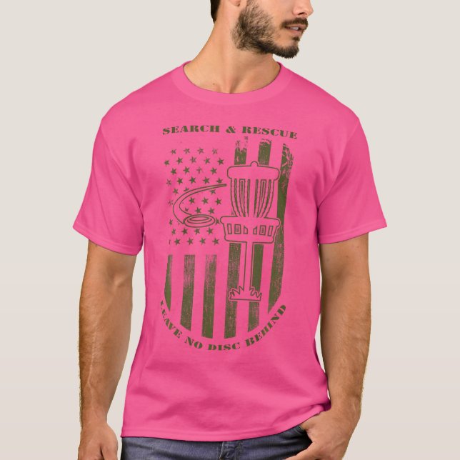 Disc Golf Search Rescue Leave No Disc Behind Green T-Shirt (Front)