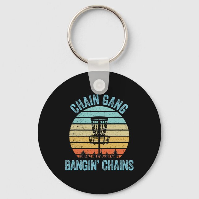 Disc Golf Shirt Funny Chain Retro Disc Golf Gift  Key Ring (Front)