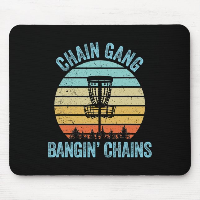 Disc Golf Shirt Funny Chain Retro Disc Golf Gift  Mouse Mat (Front)