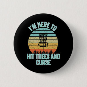 Disc Golf Shirt Funny Hit Trees And Curse Retro Di 6 Cm Round Badge