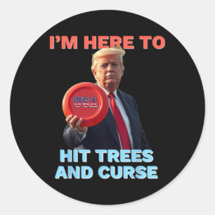 Disc Golf Shirt Funny Hit Trees And Curse Retro Di Classic Round Sticker