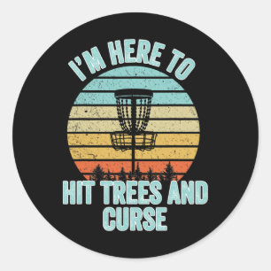 Disc Golf Shirt Funny Hit Trees And Curse Retro Di Classic Round Sticker