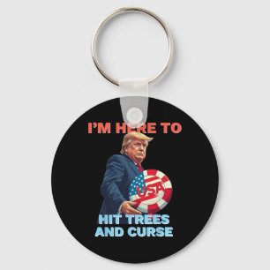 Disc Golf Shirt Funny Hit Trees And Curse Retro Di Key Ring
