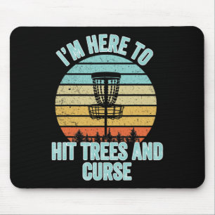 Disc Golf Shirt Funny Hit Trees And Curse Retro Di Mouse Mat