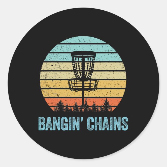 Disc Golf Shirt Funny Nging Chains Retro Disc Golf Classic Round Sticker (Front)