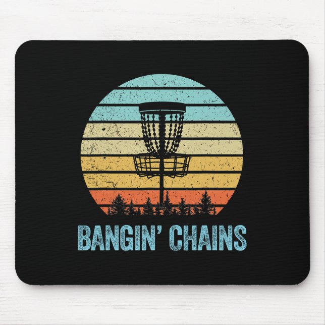 Disc Golf Shirt Funny Nging Chains Retro Disc Golf Mouse Mat (Front)