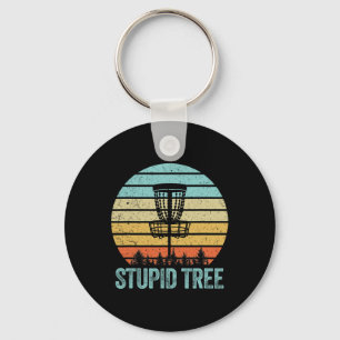 Disc Golf Shirt Funny Stupid Tree Retro Disc Golf Key Ring