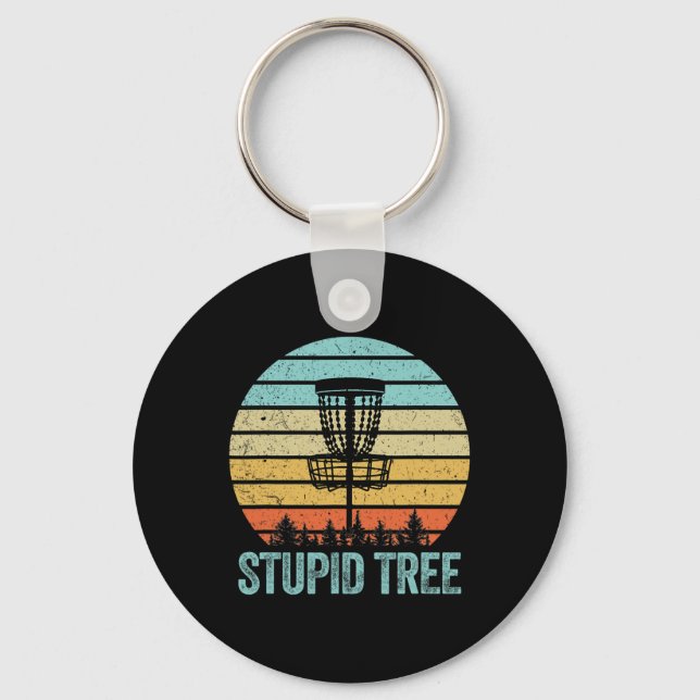 Disc Golf Shirt Funny Stupid Tree Retro Disc Golf  Key Ring (Front)