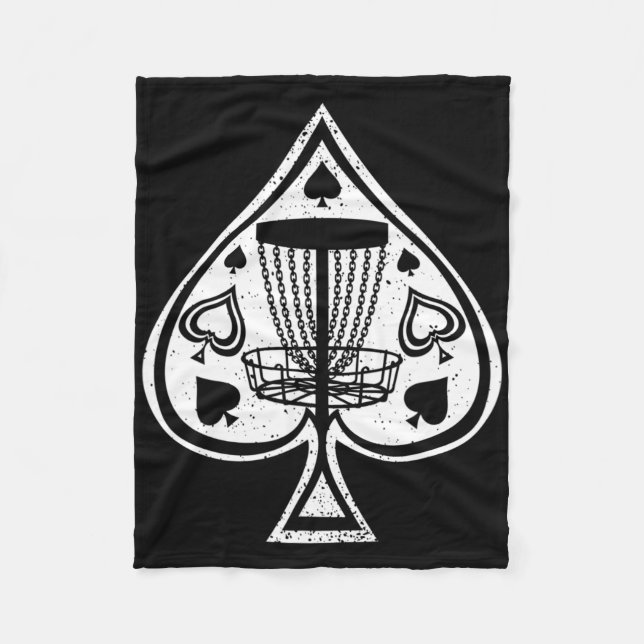 Disc Golf Shirts Men Disc Golf Tee Ace Of Spades  Fleece Blanket (Front)