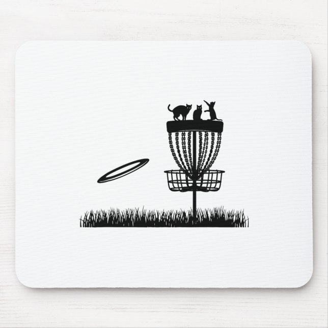 Disc Golf Sket With Cats - Disc Golfer Funny Disc  Mouse Mat (Front)