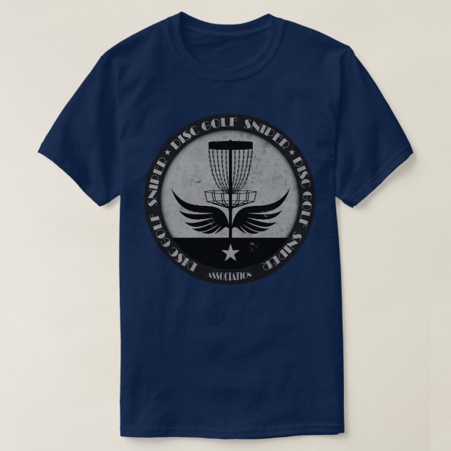 Disc Golf Sniper Wings BW T-Shirt (Design Front)