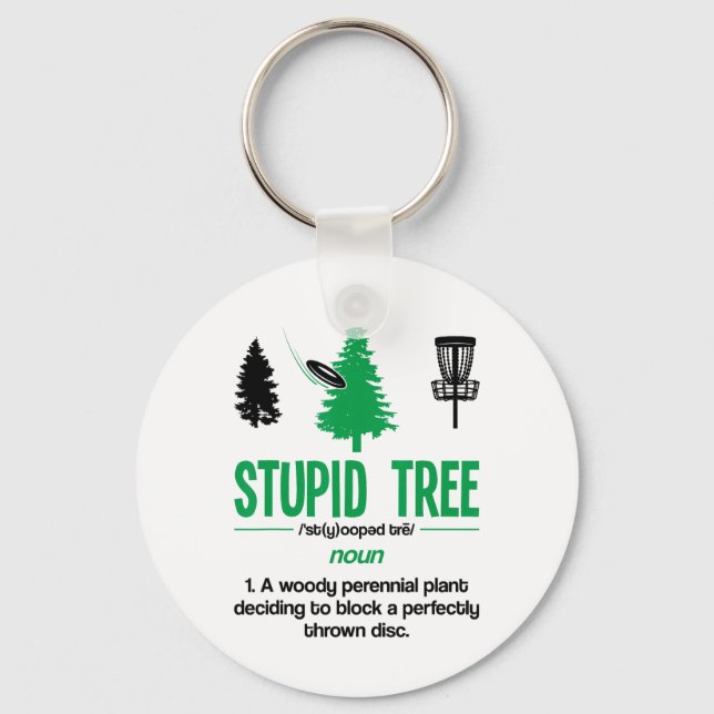 Disc Golf Stupid Tree Noun Dictionary Gift Midrang Key Ring (Front)