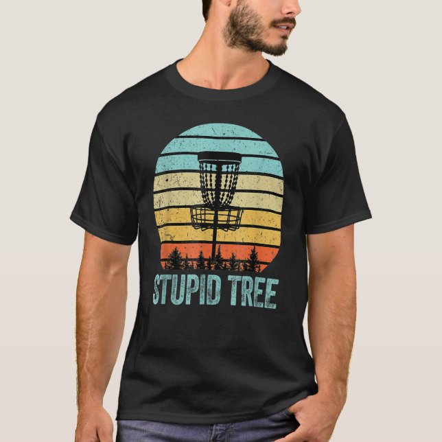 Disc Golf   Stupid Tree Retro Disc Golf T-Shirt (Front)