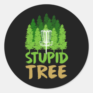 Disc Golf Stupid Trees Retro Frisbee Funny Sports Classic Round Sticker