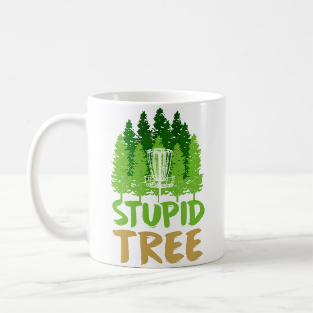 Disc Golf Stupid Trees Retro Frisbee Funny Sports Coffee Mug (Left)