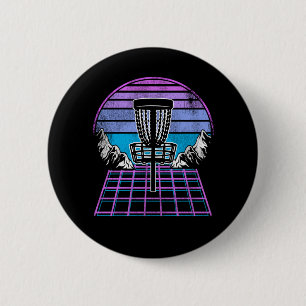 Disc Golf Synthwave 90s Vintage Retrowave Sunset 6 Cm Round Badge