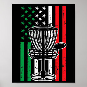 Disc Golf T Italy Flag Usa Flag Disc Golfer Disc G Poster