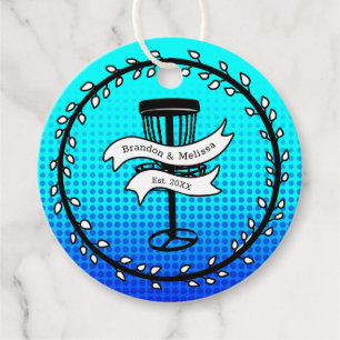 Disc Golf Themed Blue Pop Art Favour Tags