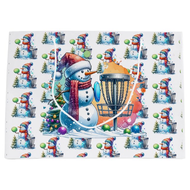 Disc Golf Themed Christmas Large Gift Bag (Front)
