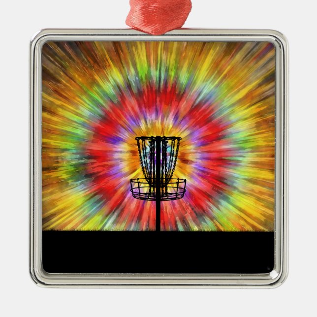 Disc Golf Tie Dye Metal Tree Decoration (Front)