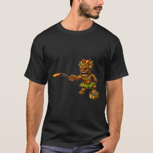 Disc Golf Tiki Sket Hawaiian Polynesian Island Art T-Shirt