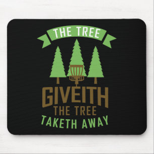 Disc Golf Tree Giveith Funny Retro Frisbee Sports Mouse Mat