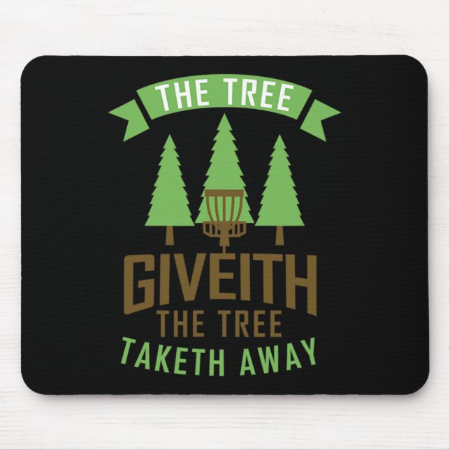 Disc Golf Tree Giveith Funny Retro Frisbee Sports  Mouse Mat (Front)