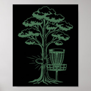 Disc Golf Tree Hit Flying Disc Sket Scene Poster
