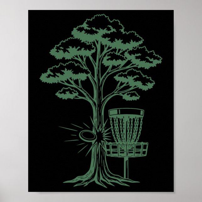 Disc Golf Tree Hit Flying Disc Sket Scene  Poster (Front)