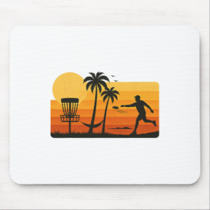 Disc Golf Tropical Sunset Palm Trees Beach Graphic Mouse Mat