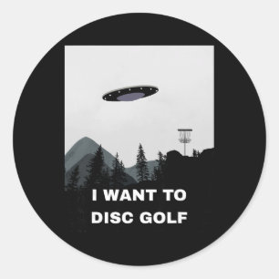 Disc Golf Ufo Classic Round Sticker
