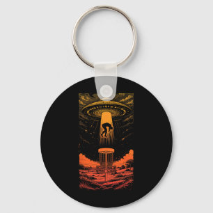 Disc Golf Ufo Funny Flying Saucer Alien Abduction Key Ring
