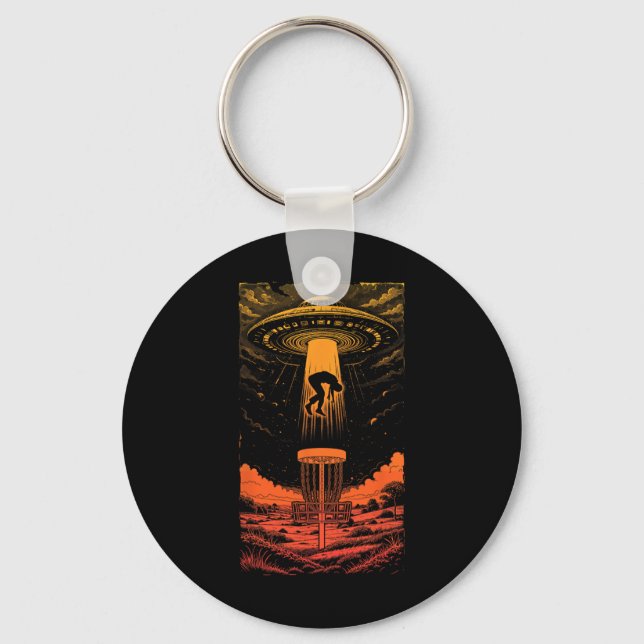 Disc Golf Ufo Funny Flying Saucer Alien Abduction  Key Ring (Front)