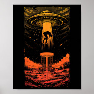 Disc Golf Ufo Funny Flying Saucer Alien Abduction Poster