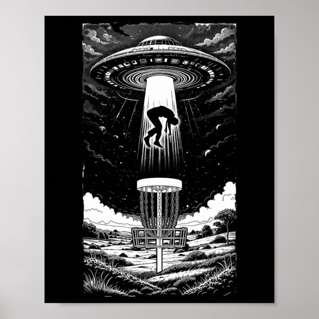 Disc Golf Ufo Funny Flying Saucer Alien Abduction  Poster (Front)