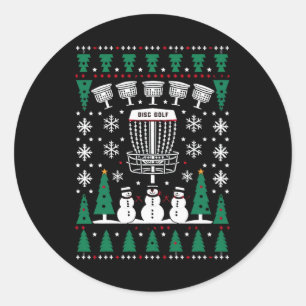 Disc Golf Ugly Christmas Sweater Pajama Gifts Classic Round Sticker