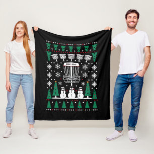 Disc Golf Ugly Christmas Sweater Pajama Gifts Fleece Blanket