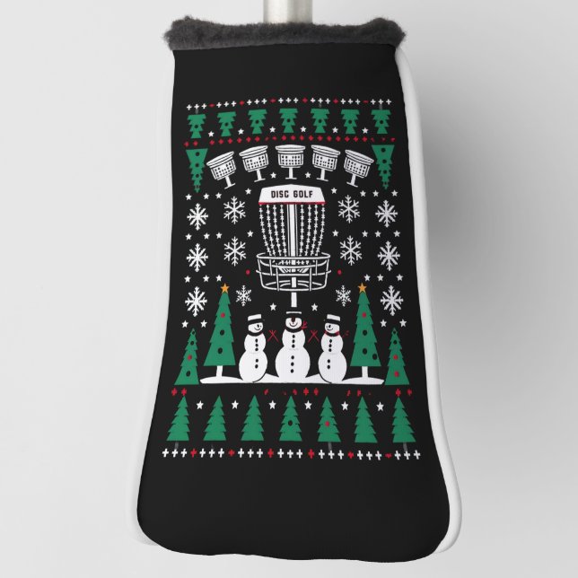 Disc Golf Ugly Christmas Sweater Pajama Gifts Golf Head Cover (Rotate 90)